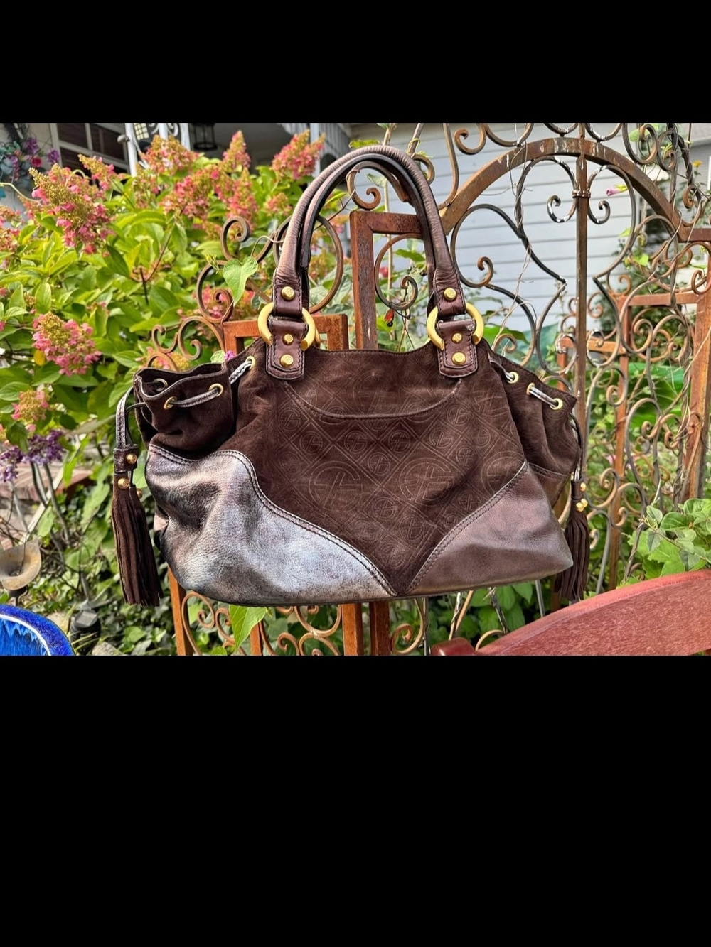 Francesco Biasia Brown Suede & Leather Handbag